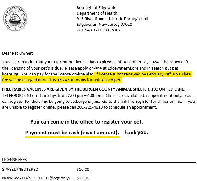 LATE PET LICENSE POST 2