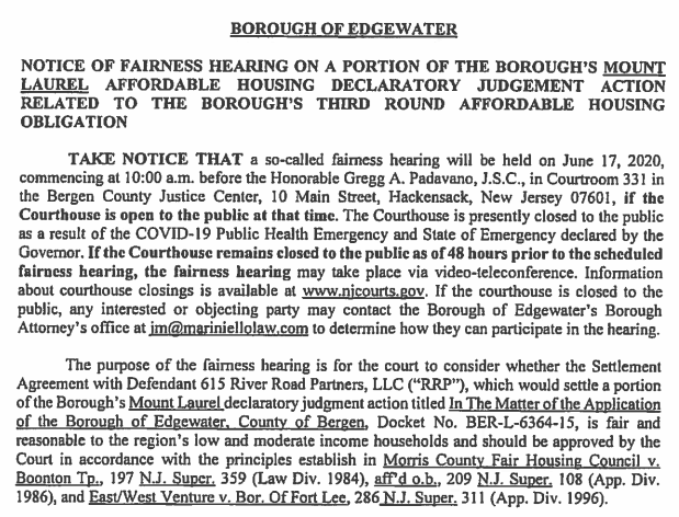 Notice of Fairness Hearing