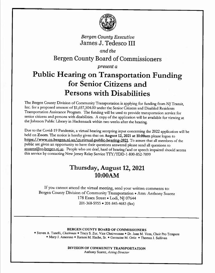 Public Hearing on Transportation Funding