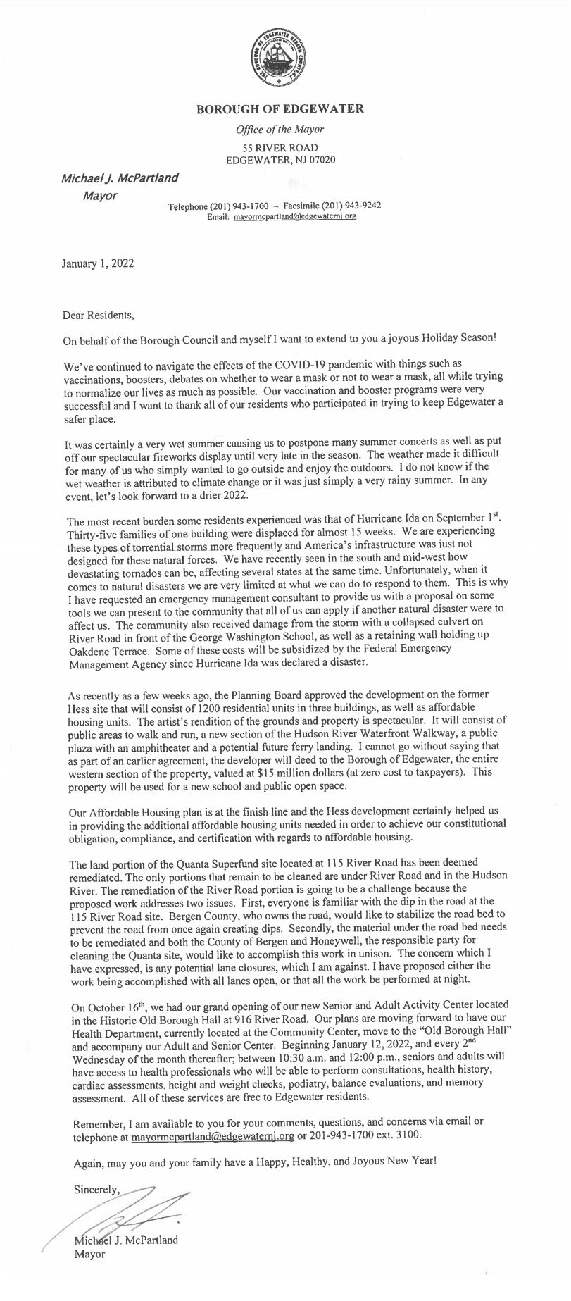 Mayor Jan Year End Update