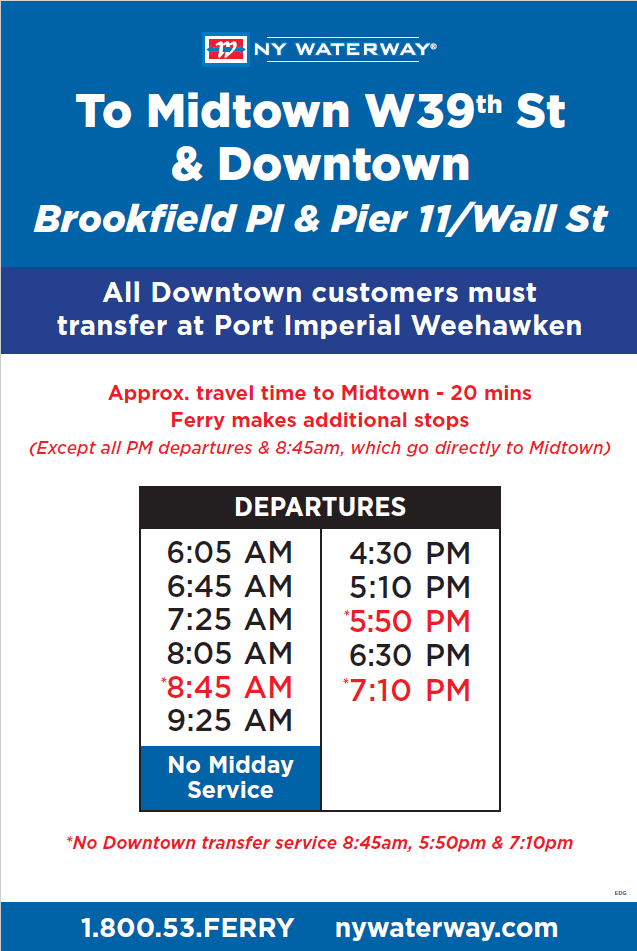 ny waterway Expanded Ferry Service Schedule lg